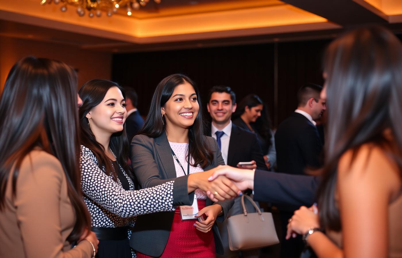 Students networking at a business event